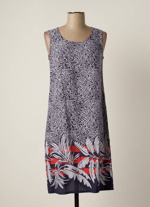 Robe mi-longue coupe fluide sans manche bleu MASSANA femme