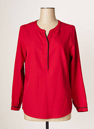 Tunique manches longues tissage crêpe rouge FRANCE RIVOIRE femme