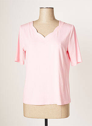 T-shirt col v manches courtes rose FRANK WALDER femme