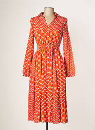 Robe mi-longue manches longues manches longues orange STELLA FOREST femme