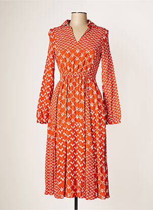 Robe mi-longue manches longues manches longues orange STELLA FOREST femme