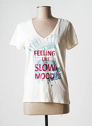 T-shirt imprimé fantaisie manches courtes beige #127344 femme