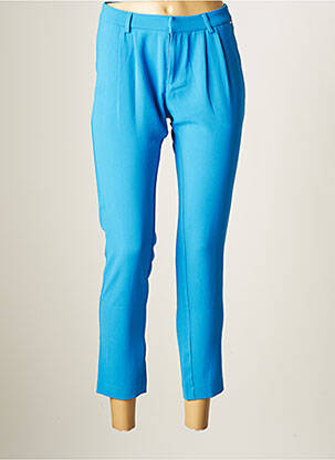 Pantalon 7/8 fermeture zippée sous rabat avec crochet taille normale bleu IKKS femme