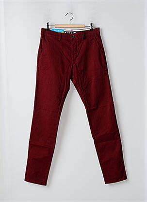 Pantalon chino stretch taille basse rouge PULL IN homme