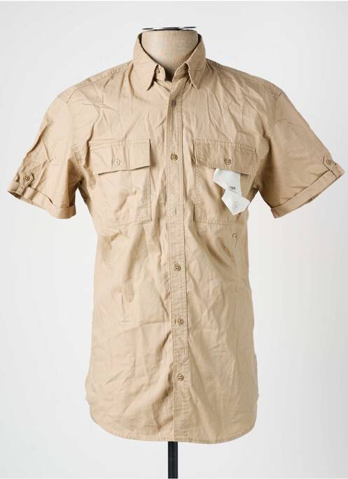 Chemise manches courtes beige JACK & JONES pour homme