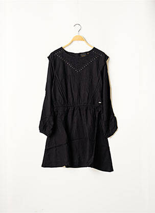 Robe mi-longue fermeture zippée au dos manches longues noir BECKARO fille