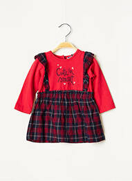 Robe mi-longue doublure manches longues rouge 3 POMMES fille