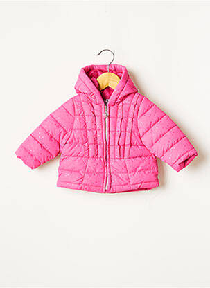 Doudoune manches longues a capuche rose 3 POMMES fille