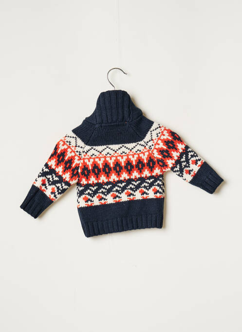 Gilet manches longues maille tricot bleu 3 POMMES garcon