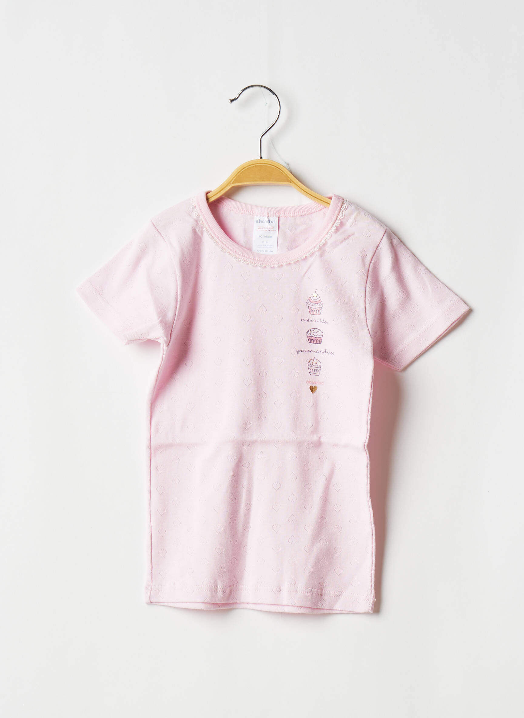 T-shirt coupe cintrée manches courtes rose ABSORBA fille