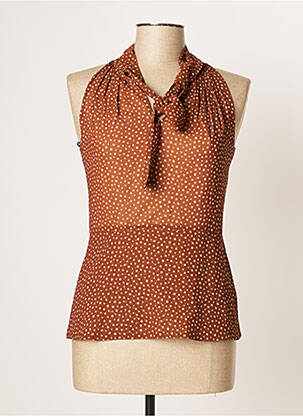 Top coupe cintrée sans manche marron ARGGIDO femme