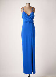 Robe longue tissage crêpe fines bretelles bleu CARLA RUIZ femme