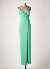 Robe longue tissage crêpe fines bretelles vert CARLA RUIZ femme