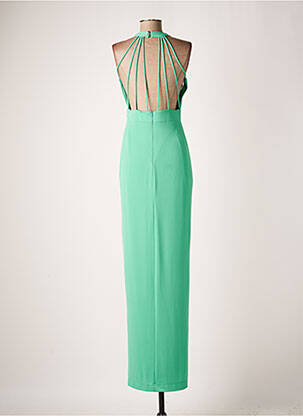 Robe longue tissage crêpe fines bretelles vert CARLA RUIZ femme
