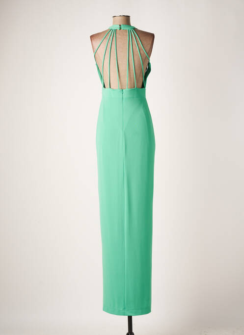 Robe longue tissage crêpe fines bretelles vert CARLA RUIZ femme