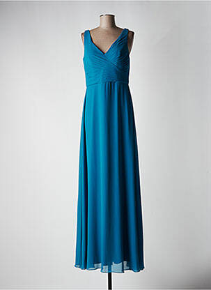 Robe longue tissage crêpe sans manche bleu FASHION NEW YORK femme
