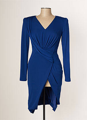 Robe mi-longue manches longues manches longues bleu CARLA RUIZ femme