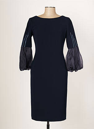 Robe mi-longue manches longues manches longues bleu CARLA RUIZ femme