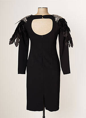 Robe mi-longue manches longues manches longues noir CARLA RUIZ femme