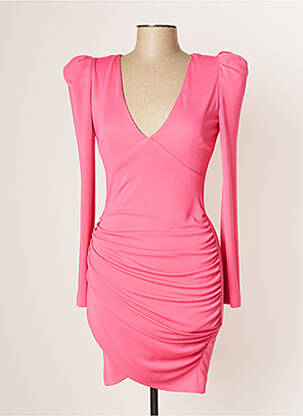 Robe mi-longue manches longues manches longues rose CARLA RUIZ femme