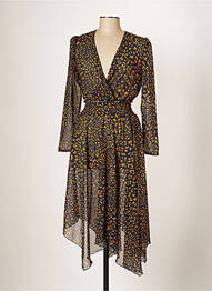 Robe mi-longue coupe fluide manches longues bleu ARGGIDO femme