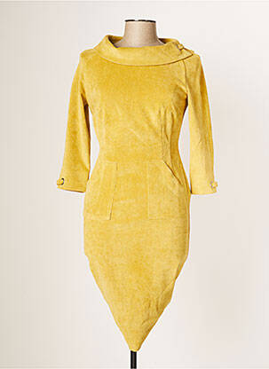 Robe mi-longue manches longues manches longues jaune ARGGIDO femme