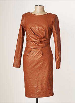 Robe mi-longue manches longues manches longues marron ARGGIDO femme
