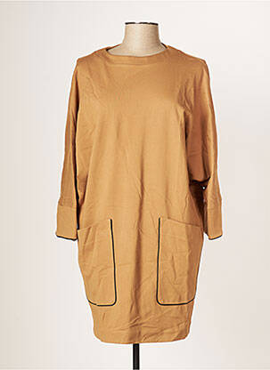 Robe mi-longue manches longues manches longues marron EDAS femme