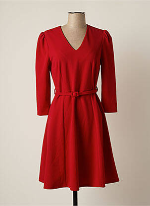 Robe mi-longue manches longues manches longues rouge EDAS femme