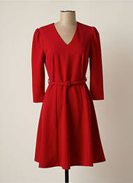 Robe mi-longue manches longues manches longues rouge EDAS femme