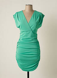 Robe mi-longue fermeture zippée au dos manches courtes vert CARLA RUIZ femme