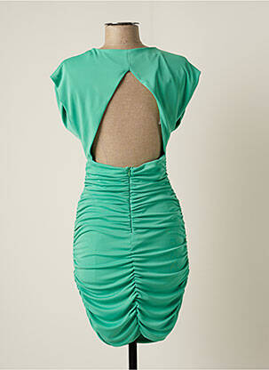 Robe mi-longue fermeture zippée au dos manches courtes vert CARLA RUIZ femme