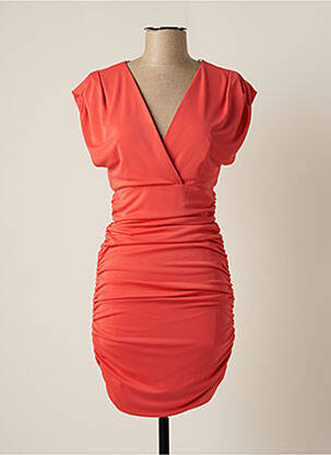Robe mi-longue fermeture zippée au dos manches courtes rouge CARLA RUIZ femme