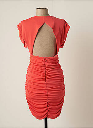 Robe mi-longue fermeture zippée au dos manches courtes rouge CARLA RUIZ femme