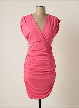 Robe mi-longue manches courtes manches courtes rose CARLA RUIZ femme