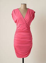 Robe mi-longue fermeture zippée au dos manches courtes rose CARLA RUIZ femme