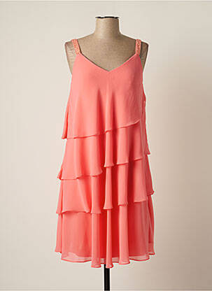 Robe mi-longue tissage crêpe sans manche rose FASHION NEW YORK femme