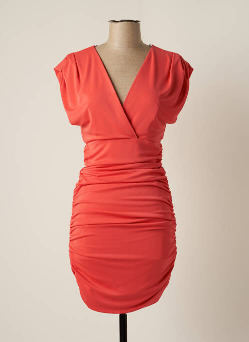 Robe mi-longue fermeture zippée au dos manches courtes rouge CARLA RUIZ femme
