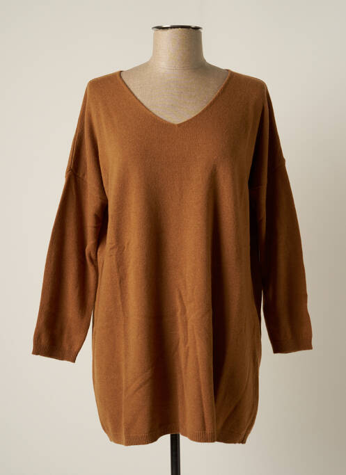 Robe pull col v manches longues marron EDAS femme