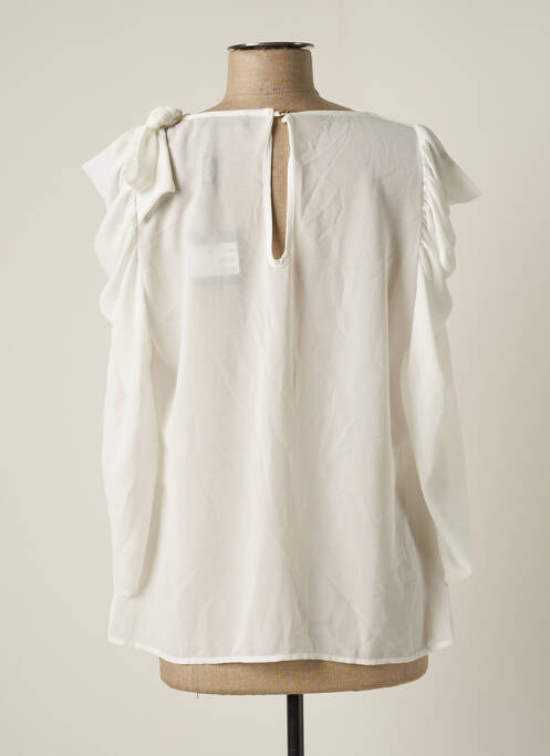 Blouse fermeture boutonnée au dos manches longues blanc EDAS femme