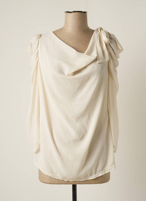 Blouse fermeture boutonnée au dos manches longues beige EDAS femme