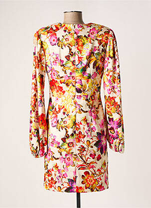 Robe mi-longue imprimé fleurs manches longues beige CARLA RUIZ femme