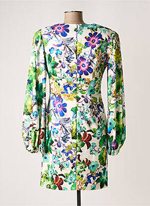 Robe mi-longue imprimé fleurs manches longues vert CARLA RUIZ femme