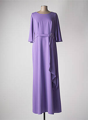 Robe longue coupe fluide manches 3/4 violet CARLA RUIZ femme