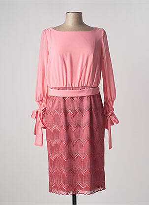 Robe mi-longue manches longues manches longues rose CARLA RUIZ femme