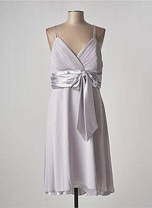 Robe mi-longue fermeture zippée au dos fines bretelles gris FASHION NEW YORK femme