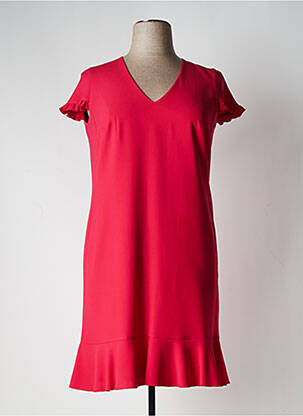 Robe mi-longue tissage crêpe manches courtes rouge ARGGIDO femme