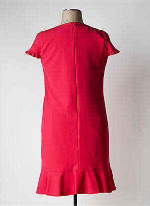 Robe mi-longue tissage crêpe manches courtes rouge ARGGIDO femme
