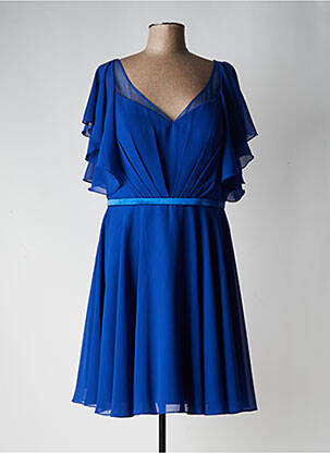 Robe courte coupe fluide manches courtes bleu FASHION NEW YORK femme