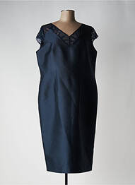 Robe mi-longue fermeture zippée au dos manches courtes bleu CARLA RUIZ femme